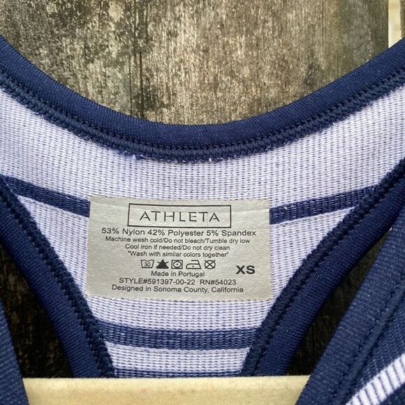 Athleta Navy Ribbed Striped Racerback Tank | XS - Picture 2 of 3